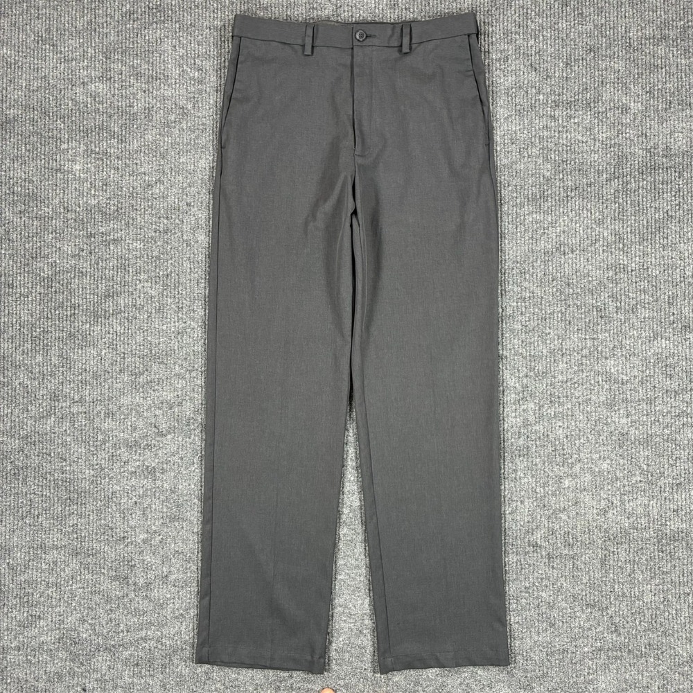 Haggar Mens Dress Pants Size 34x34 Gray Flat Front Business Office Slacks